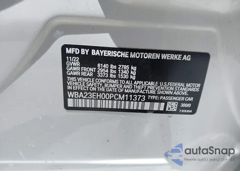 2023 BMW 740 I from USA, damaged, VIN WBA23EH00PCM11373